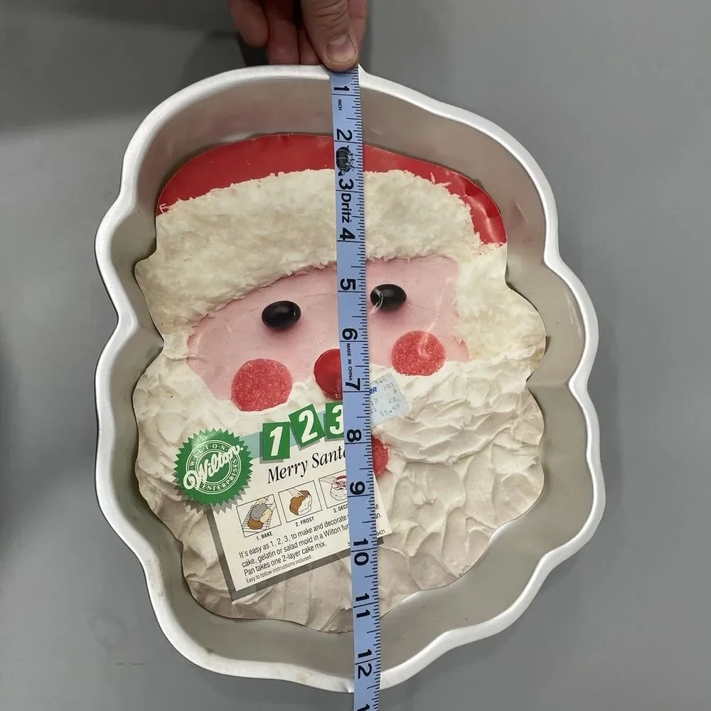 Vtg Wilton Merry Santa Cake Pan Aluminum 2105-9421 1991 Christmas Insert